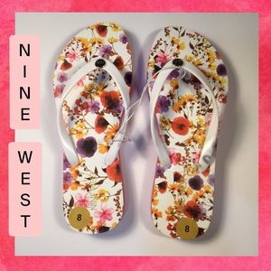 New NINE WEST Floral 🌸🌼🌷Flip Flops/Sandals Sz 8